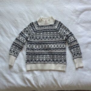 NWT Chaps Holiday Black & Cream Knit Mock Neck Sweater